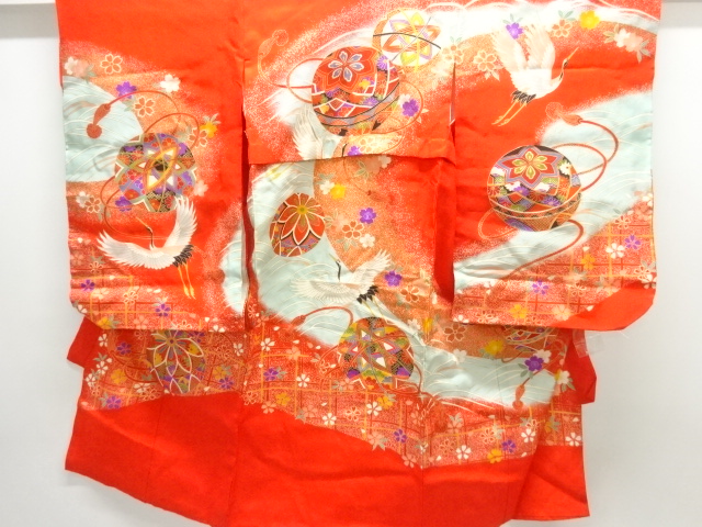 JAPANESE KIMONO / ANTIQUE KIMONO / SILK / MARI BALL & CRANE